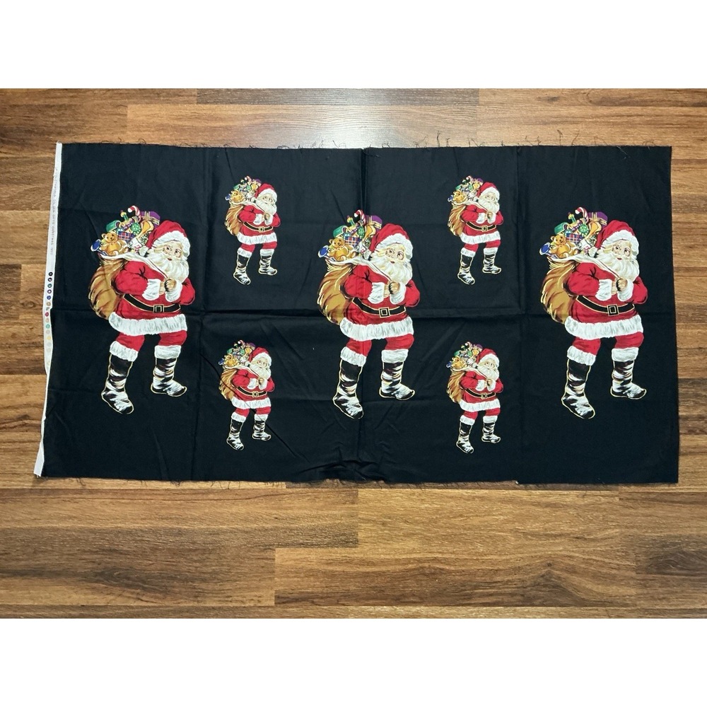 1993 Clothworld GOLDEN GIFTS CHRISTMAS Santa Claus Fabric Panel 23in X 43in